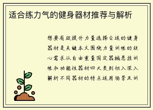 适合练力气的健身器材推荐与解析